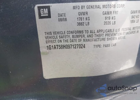 2009 Chevrolet Cobalt Lt z USA, uszkodzony, nr VIN 1G1AT58H097127024